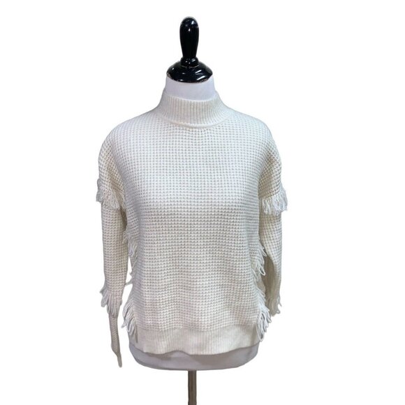 MICHAEL Michael Kors Women's M Medium Chunky Knit Sweater Fringed Textured Beige - Picture 1 of 7